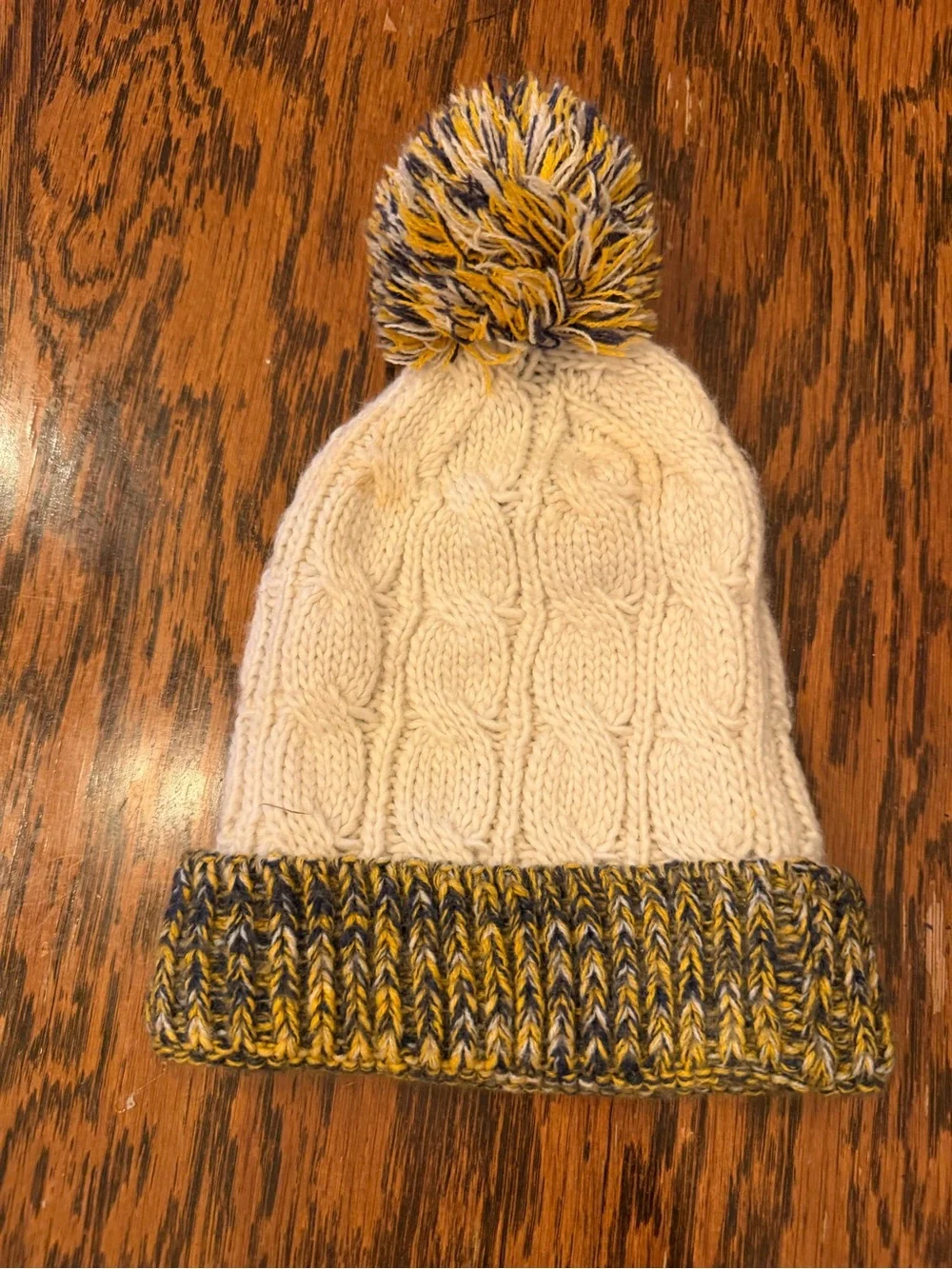 Buffalo Sabres Kids White Cable Knit Pom Beanie
